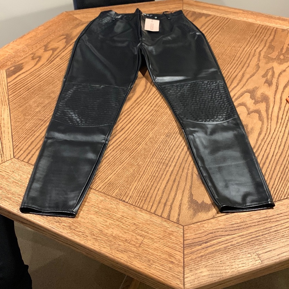 Faux leather biker detail trouser